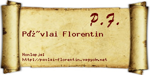 Pávlai Florentin névjegykártya